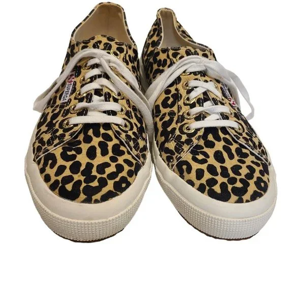 Superga Leopard Print Trainers Sneakers Tennis Shoes Womens 100% Cotton Size 8 - Picture 3 of 10